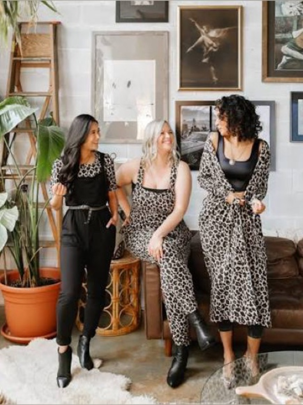 Smash + Tess Leopard Print Jumpsuit and Duster Trio - Neutral Leopard